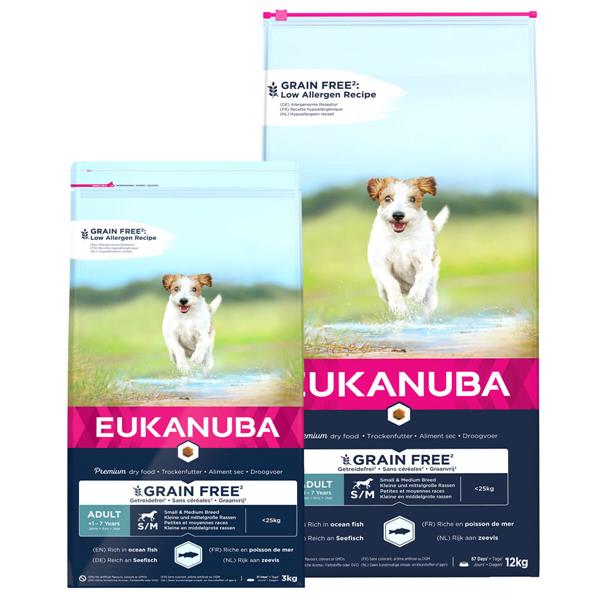 Eukanuba Adult kornfri m. havfisk | Lille og medium hund